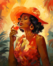 Cargar imagen en el visor de la galería, Diamond Painting - Diamond Painting - Mujer Art Deco con una copa 40x50cm con bastidor montado