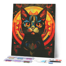 Cargar imagen en el visor de la galería, Diamond Painting - Gato Negro Art Deco 40x50cm con bastidor montado