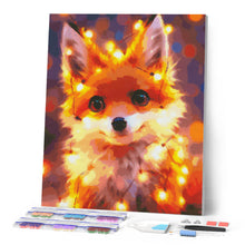Cargar imagen en el visor de la galería, Diamond Painting - Pequeño Zorro con Luces 40x50cm con bastidor montado