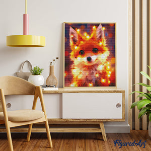 Diamond Painting - Pequeño Zorro con Luces 40x50cm con bastidor montado