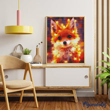 Cargar imagen en el visor de la galería, Diamond Painting - Pequeño Zorro con Luces 40x50cm con bastidor montado