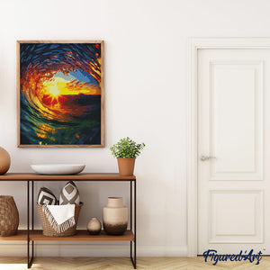 Diamond Painting - La Ola y el Atardecer 40x50cm con bastidor montado