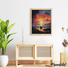 Cargar imagen en el visor de la galería, Diamond Painting - Pareja y Atardecer Colorido 40x50cm con bastidor montado