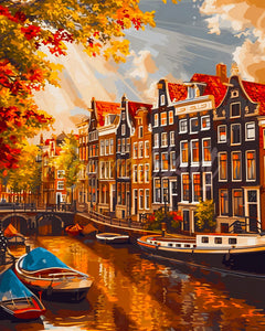 Diamond Painting - Diamond Painting - Sol en Ámsterdam 40x50cm con bastidor montado