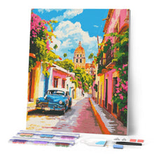 Cargar imagen en el visor de la galería, Diamond Painting - Auto Clásico en Ciudad de México 40x50cm con bastidor montado