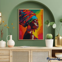 Cargar imagen en el visor de la galería, Diamond Painting - Dama Africana Vívida 40x50cm con bastidor montado