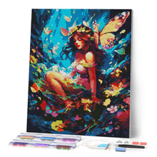 Cargar imagen en el visor de la galería, Diamond Painting - Hada y Mariposas 40x50cm con bastidor montado