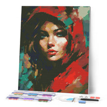 Cargar imagen en el visor de la galería, Diamond Painting - Mujer con Bufanda Roja