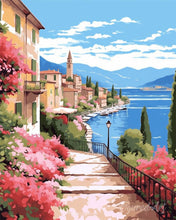 Cargar imagen en el visor de la galería, Diamond Painting - Diamond Painting - Lago Como en Flor 40x50cm con bastidor montado