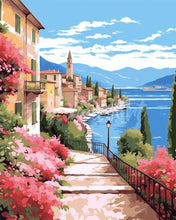 Cargar imagen en el visor de la galería, Diamond Painting - Diamond Painting - Lago Como en Flor 40x50cm con bastidor montado