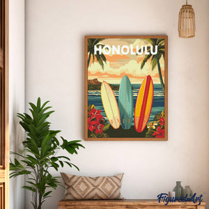 Diamond Painting - Póster de viaje Honolulu