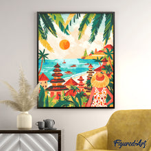 Cargar imagen en el visor de la galería, Diamond Painting - Atardecer en Bali 40x50cm con bastidor montado