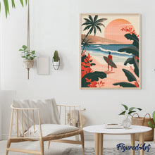 Cargar imagen en el visor de la galería, Diamond Painting - Olas en la tarde 40x50cm con bastidor montado