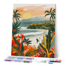 Cargar imagen en el visor de la galería, Diamond Painting - Playa tropical 40x50cm con bastidor montado