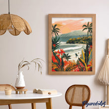 Cargar imagen en el visor de la galería, Diamond Painting - Playa tropical 40x50cm con bastidor montado
