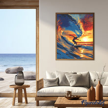 Cargar imagen en el visor de la galería, Diamond Painting - Surfeando la gran ola 40x50cm con bastidor montado