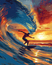 Cargar imagen en el visor de la galería, Diamond Painting - Diamond Painting - Surfeando la gran ola 40x50cm con bastidor montado