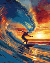 Cargar imagen en el visor de la galería, Diamond Painting - Diamond Painting - Surfeando la gran ola 40x50cm con bastidor montado