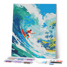 Cargar imagen en el visor de la galería, Diamond Painting - Surf en Hawái 40x50cm con bastidor montado