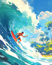 Cargar imagen en el visor de la galería, Diamond Painting - Diamond Painting - Surf en Hawái 40x50cm con bastidor montado
