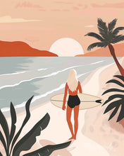 Cargar imagen en el visor de la galería, Diamond Painting - Diamond Painting - Paseo por la playa al atardecer 40x50cm con bastidor montado