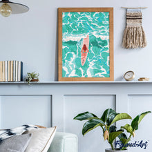 Cargar imagen en el visor de la galería, Diamond Painting - Chica entre las olas 40x50cm con bastidor montado