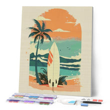 Cargar imagen en el visor de la galería, Diamond Painting - Tabla de surf en la playa 40x50cm con bastidor montado