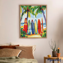Cargar imagen en el visor de la galería, Diamond Painting - Tablas de surf coloridas 40x50cm con bastidor montado