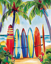 Cargar imagen en el visor de la galería, Diamond Painting - Diamond Painting - Tablas de surf coloridas 40x50cm con bastidor montado