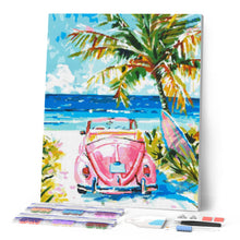 Cargar imagen en el visor de la galería, Diamond Painting - Coche rosa junto al mar