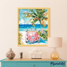 Cargar imagen en el visor de la galería, Diamond Painting - Coche rosa junto al mar