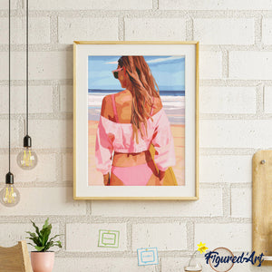 Diamond Painting - Día de playa con estilo 40x50cm con bastidor montado