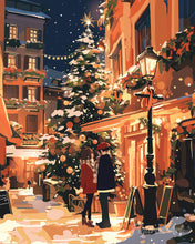 Cargar imagen en el visor de la galería, Diamond Painting - Diamond Painting - Pareja navideña en la ciudad 40x50cm con bastidor montado