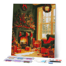Cargar imagen en el visor de la galería, Diamond Painting - Escena festiva de la chimenea