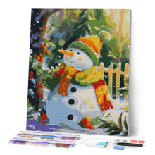 Cargar imagen en el visor de la galería, Diamond Painting - Muñeco de nieve alegre 40x50cm con bastidor montado