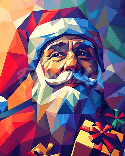 Diamond Painting - Papá Noel poligonal