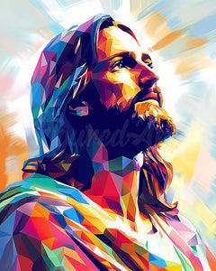 Diamond Painting - Diamond Painting - Gloria radiante de Jesús 40x50cm con bastidor montado