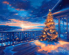 Cargar imagen en el visor de la galería, Diamond Painting - Diamond Painting - Terraza navideña brillante 40x50cm con bastidor montado