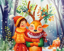 Cargar imagen en el visor de la galería, Diamond Painting - Diamond Painting - Amigos del bosque navideño 40x50cm con bastidor montado