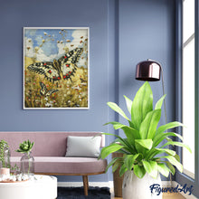 Cargar imagen en el visor de la galería, Diamond Painting - Mariposa Proserpina y Flores Silvestres 40x50cm con bastidor montado