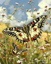 Cargar imagen en el visor de la galería, Diamond Painting - Diamond Painting - Mariposa Proserpina y Flores Silvestres 40x50cm con bastidor montado