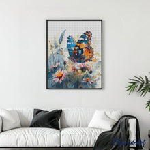 Cargar imagen en el visor de la galería, Diamond Painting - Mariposa y Flores 40x50cm con bastidor montado