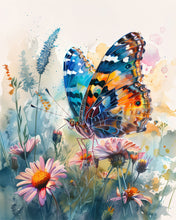 Cargar imagen en el visor de la galería, Diamond Painting - Diamond Painting - Mariposa y Flores 40x50cm con bastidor montado