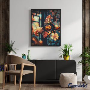 Diamond Painting - Mariposa y Flores de Cerezo