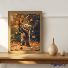 Cargar imagen en el visor de la galería, Diamond Painting - Oso y hojas caídas 40x50cm con bastidor montado
