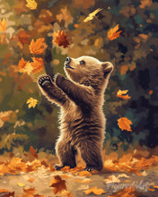 Cargar imagen en el visor de la galería, Diamond Painting - Diamond Painting - Oso y hojas caídas 40x50cm con bastidor montado