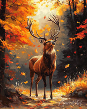 Cargar imagen en el visor de la galería, Diamond Painting - Diamond Painting - Ciervo majestuoso en otoño 40x50cm con bastidor montado