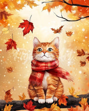 Cargar imagen en el visor de la galería, Diamond Painting - Gato acogedor de otoño