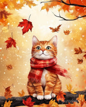 Cargar imagen en el visor de la galería, Diamond Painting - Gato acogedor de otoño