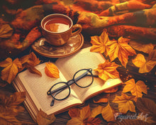 Cargar imagen en el visor de la galería, Diamond Painting - Diamond Painting - Té y libro de otoño 40x50cm con bastidor montado